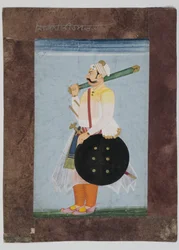 1820年のラトールの首長Ridmalの肖像画（インドの紙にガッシュを取り付け、茶色の紙の枠を合成）