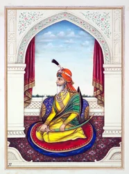 パンジャブ王国出身のRajah Chattar Singh、その支配者と首長、第1巻、正体不明のインド人アーティストによる水彩画研究27巻、1840年頃（紙にwc）