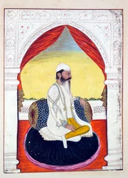 パンジャブ王国出身のRajah Sahib Dyal、その統治者と首長、第1巻、正体不明のインド人アーティストによる水彩画研究27巻、1840年頃（紙にwc）