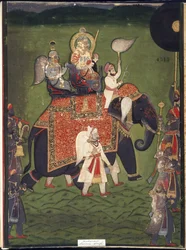 Mewar の Rana Jawan Singh (紙に水彩)