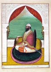 パンジャーブ王国のSirdar Mangal Singh、その統治者と首長、第1巻、正体不明のインド人アーティストによる水彩画研究27巻、1840年頃（紙にwc）