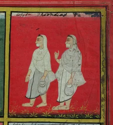 2人のジャイナ教信者（dhondiya）の宗教的兵士、ウダイプール、1810-20年頃（詳細）（136600も参照）