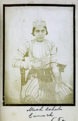 [肖像画] Meah Sahub, Eunuch, c.1856-57 (白黒写真)