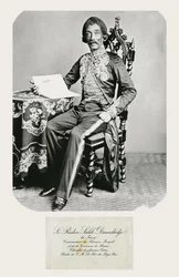 ラデン・サレーの肖像とその名刺、1850-70年頃