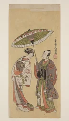 俳優 市川耀司？二代目 曽我廼家、瀬川菊之丞?二代目「磯の虎」（カラー木版画