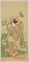 俳優 瀬川菊之丞二代目蘇我桃代愛護の若松 石橋舞 二月中村座 1769年
