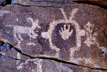 ニューメキシコのアナサジ族のペトログリフ（岩絵）彫刻。