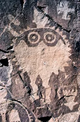 ニューメキシコのアナサジ族のペトログリフ（岩絵）彫刻。