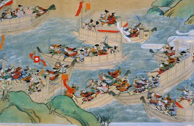平家と源氏が戦った壇ノ浦の合戦絵巻 2005年（写真）