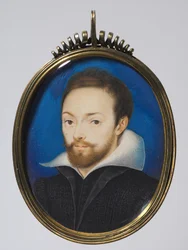 男の肖像、c.1615（後の銀の金箔のフレームのカードの水彩画）