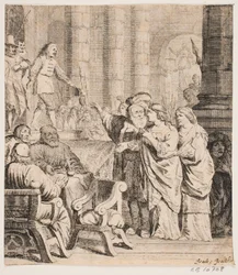 17世紀の衣装を着た人物による構図