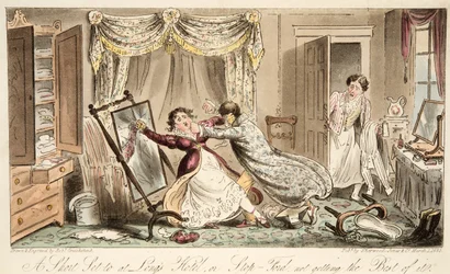 パブThe English SpyのLongs HotelまたはStop-Fordでのショートセット。 1824（手塗りの彫刻）