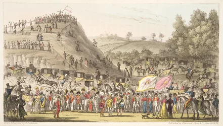 Eton Montemとマウント、ソルトヒル、The English Spyのパブ。 1824（手塗りの彫刻）
