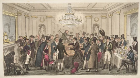 現代の地獄の内部-見よ。 The Cogged Dice、The English Spy、パブ。 1824（手塗りの彫刻）