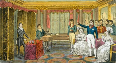 カールトンハウスのジョージ4世、チャールズウェストマコットの「The English Spy」より1825年（カラーリトグラフ）