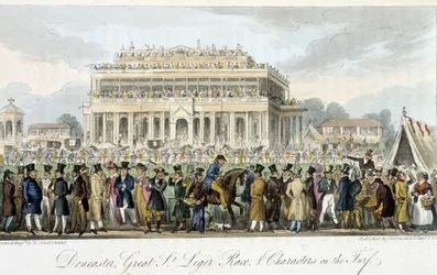 Le prix Saint Léger à Doncaster (les courses) - in "The english spy" by Charles Molloy Westmacott, ill by Robert Cruikshank, London