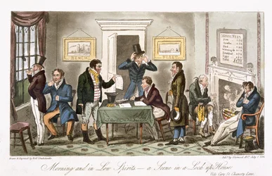 モーニングとロースピリッツ-チャールズモロイウェストマコット（1788-1868）による「イングリッシュスパイ」のロックアップハウスでのシーン