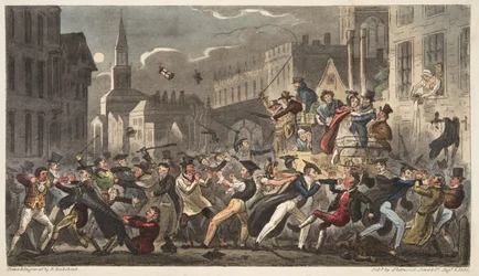 タウンアンドガウン、The English Spy、パブ。 1824（手塗りの彫刻）