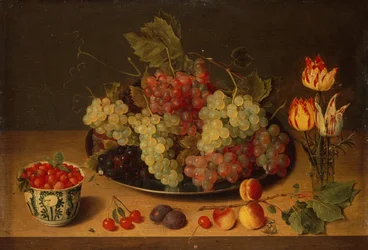 果物と花のある静物（オイル）