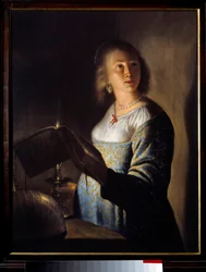 ロウソクを持つ少女」 イザック・ド・ジュードルヴィル（1613-1684）の絵画 17世紀 リール、ボザール美術館。