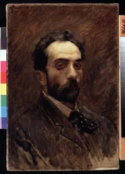 自画像。 Isaac Ilyich Levitan (1860-1900) による絵画。 キャンバスに油彩、1890年後半。ロシア美術、19世紀の肖像画。 国立トレチャコフ美術館、モスクワ。