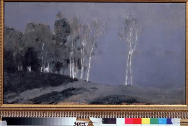 月夜。 Isaac (Isaac) Ilyich Levitan (1860-1900) による絵画、キャンバスに油彩、1890 年頃。 ロシアの芸術、19 世紀の風景。 国立トレチャコフ美術館、モスクワ。