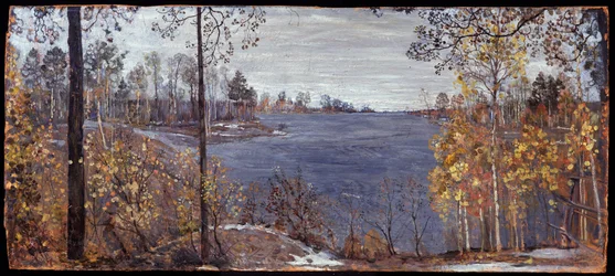 晩秋（晩秋）。 Isaak Izrailevich Brodsky (Brodsky) (1884-1939) による絵画、キャンバスに油彩