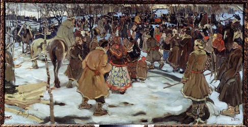 ロシアの貴族、ボヤール（boiard、boiar）の時代。 （ボヤール時代）。 Isaak Izrailevich Brodsky (Brodsky) (1884-1939) による絵画。 キャンバスに油彩
