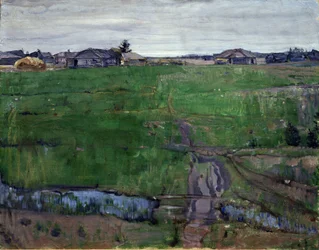 プレ（牧草地）。 Isaak Izrailevich Brodsky (Brodsky) (1884-1939) による絵画。 キャンバスに油彩、63 x 80 cm、ロシア美術、アール ヌーボー。 地域美術館、カルーガ (ロシア)。