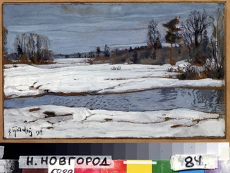 春（春）。 Isaak Izrailevich Brodsky (Brodsky) (1884-1939) による絵画。 キャンバスに油彩