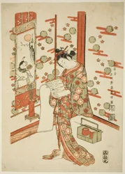 手紙を読む美女