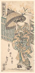 日傘を持つ若い女性