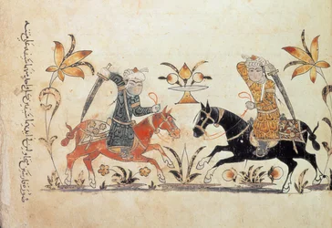 1886 f.135、「Nihayat al-Sul」（「馬術と軍事演習のマニュアル」）からの騎兵突撃を追加