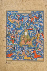 ジャミ（d.1492）によるHaft Awrang（Seven Thrones）からのフォリオマシュハド、クラサン、イラン、サファヴィー朝時代、1556〜65年（不透明な水彩、インク、紙の上の金）