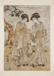 手紙を読んでいる2人の女性