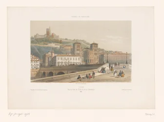 リヨンのポン ティルシットとサン ジャン大聖堂の眺め ライオンズ。 Vue du Pont de Tilsitt et de la Cathédrale (オブジェクトのタイトル) フランスのちいさな顔たち（シリーズタイトル） フランスとミニチュア (オブジェクトのシリーズ タイトル)