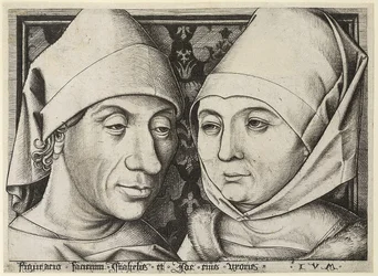 妻アイダとの自画像c。 1490