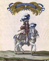 1662年6月5日、チュイルリーの前でルイ14世（1638-1715）が贈ったカルーセルの一部であるトルコの皇帝としてのコンデの王子