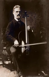 アルフレドピアッティ（1822-1901）イタリアの作曲家とチェリストの肖像