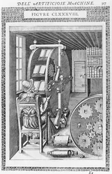 書籍「Le diverse et artificiose machine」の1ページ。