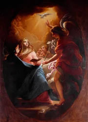 受胎告知 17世紀の匿名の絵画 ローマ、サクロ・クオーレ教会（Chiesa del Sacro Cuore