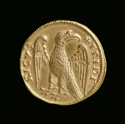 フレデリック2世のアウグスタリス2世（1198〜1250年）、シチリア王国とイタリア南部、メッシーナミント、1231〜50年（逆）（金色）（表は168052を参照）