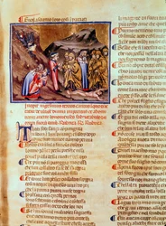 カインファスが地上で十字架につけられた神の喜劇（インフェルノ）からの、偽善者の輪のカントXXIIIダンテとヴァージル、c.1313