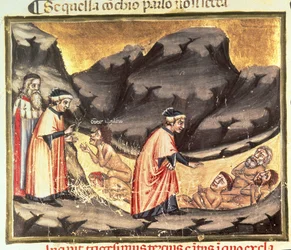 カントXXXIIIダンテとヴァージルは、神の喜劇（インフェルノ）のc.1313の裏切り者のサークルでウゴリーノに会います
