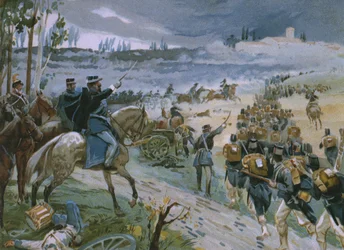 1870年9月20日にポルタピアの違反によるローマの捕獲、19世紀後半のチョコレートタルモーネのために作られたリソルジメントの歴史に関するアルバムのイラスト