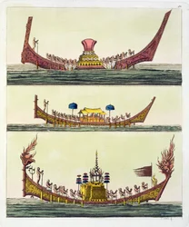 コーチン中国船、ジュリオフェラーリオ作のルコスチュームアンシアンエモデルヌのイラスト、c.1820s-30sを発行