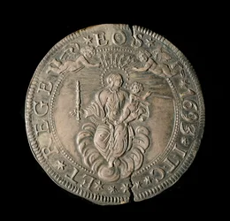 ジュネーブ共和国の通貨。銀製でECU幅。直径61mm。1693年。ゲネス共和国新旧対照表（Inv, M7097
