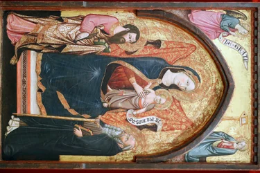 エヴォラ美術館。聖母マリアとバルトロメオとアンソニー。イタリア派。1410.ポルトガル。