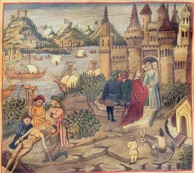 Avicenna（Ibn Sina）による医学のキヤノンからのサレルノの学校のファクシミリ（980-1037）