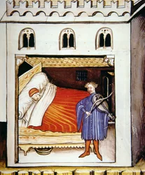 Fol.100r睡眠、Tacuinum Santiatis Codex Vindobonensisのイラスト